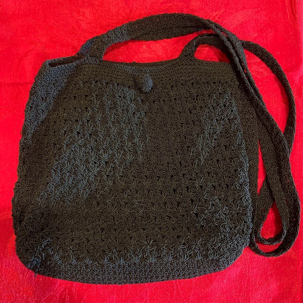 Black Crotchet Hobo Handbag